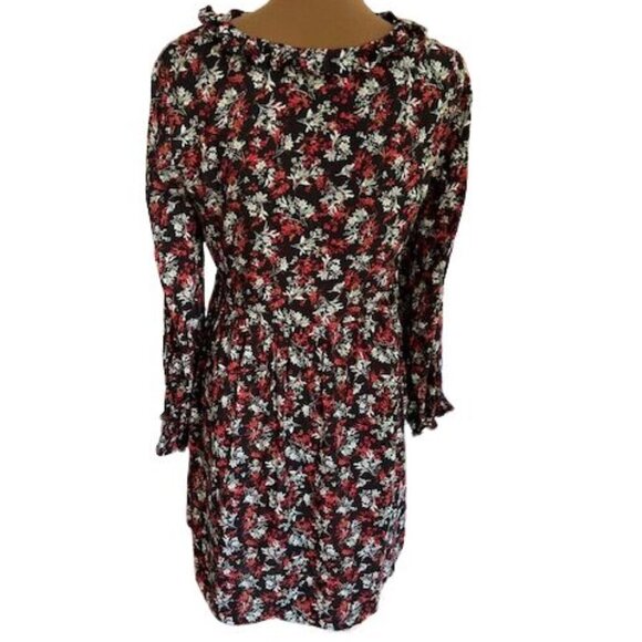 ZARA Flowing Black Long Sleeve Blouse with Red and White Floral Pattern – Small - Picture 5 of 6